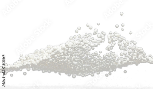 Cuadro en lienzo Sago seeds falling down from measure cup, white grain wave floating, Abstract fly splash in air