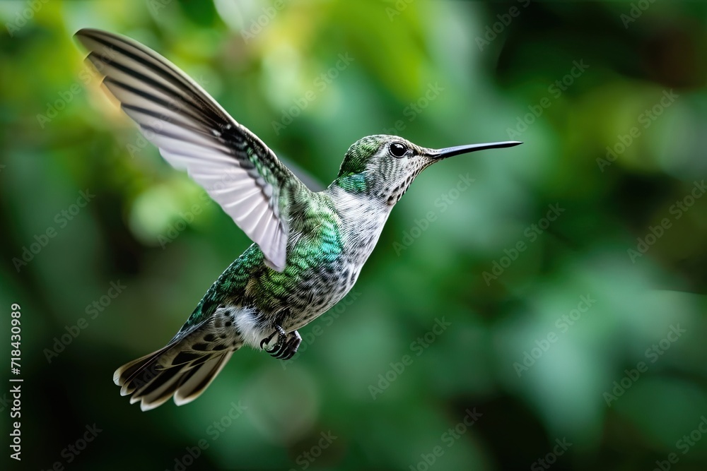 Fototapeta premium Portrait Hummingbird fly and playing on the sky AI Generative