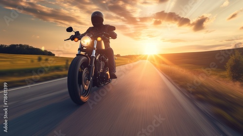 Motorcycle Adventure on Open Country Road