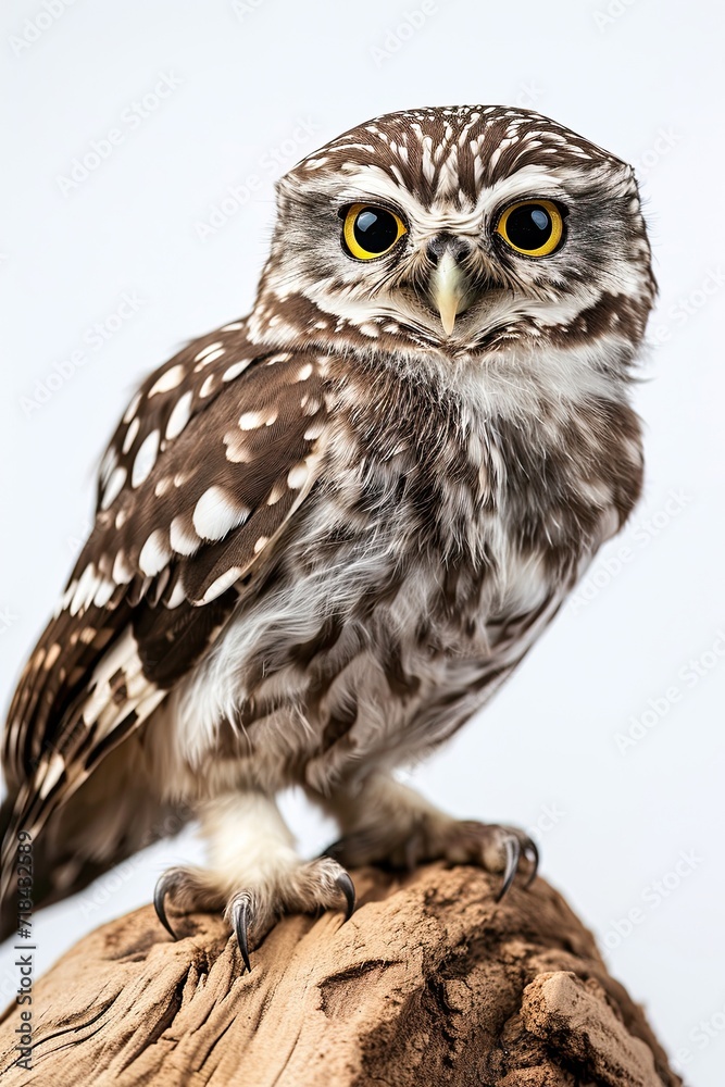 The Little Owl standing on the old wood AI Generative The Little Owl standing on the old wood AI Generative