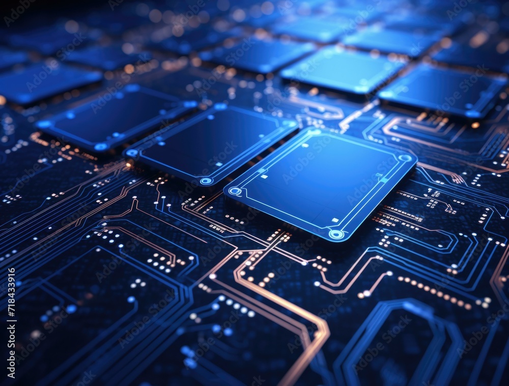 A close up of a computer circuit board. Generative AI. A close up of a computer circuit board. Generative AI.