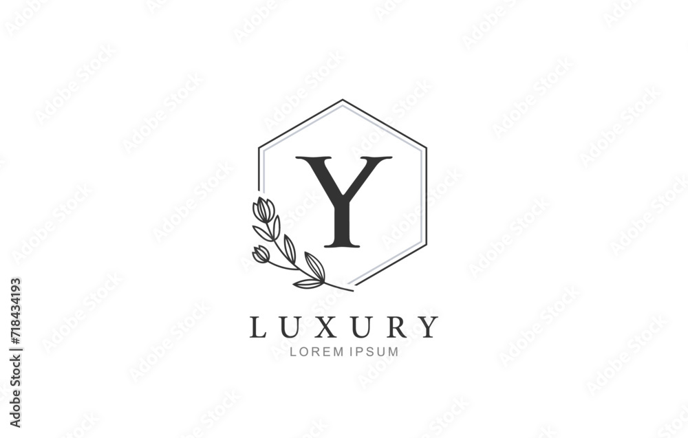Fototapeta premium Y Letter floral classic logo template for symbol of business identity