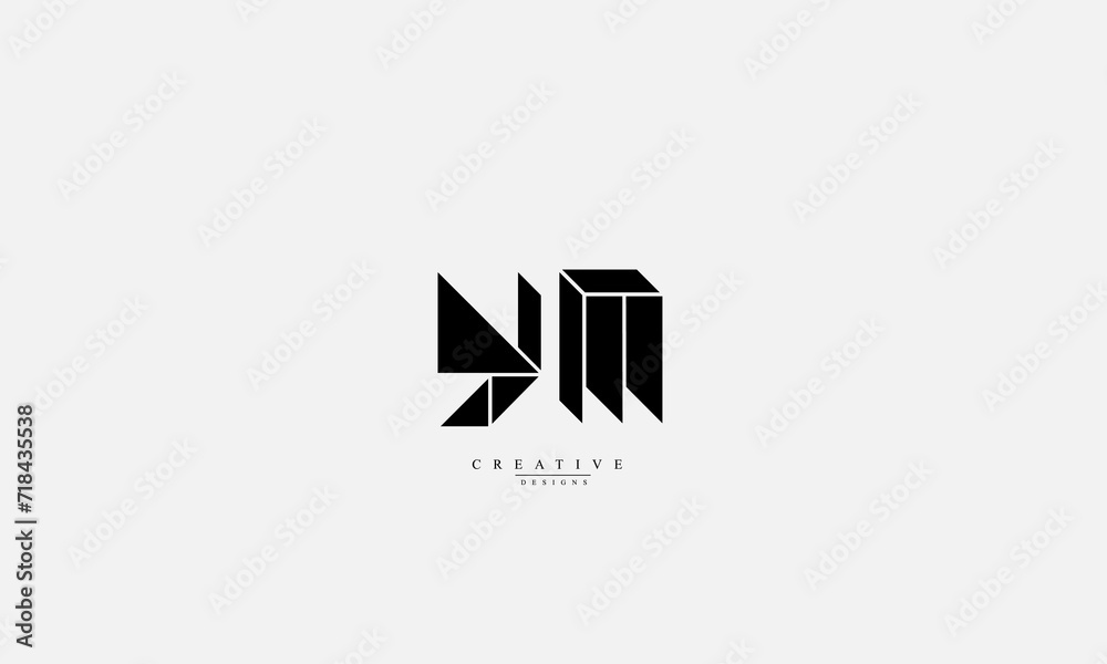 Alphabet letters Initials Monogram logo YM Y M Alphabet letters Initials Monogram logo YM Y M