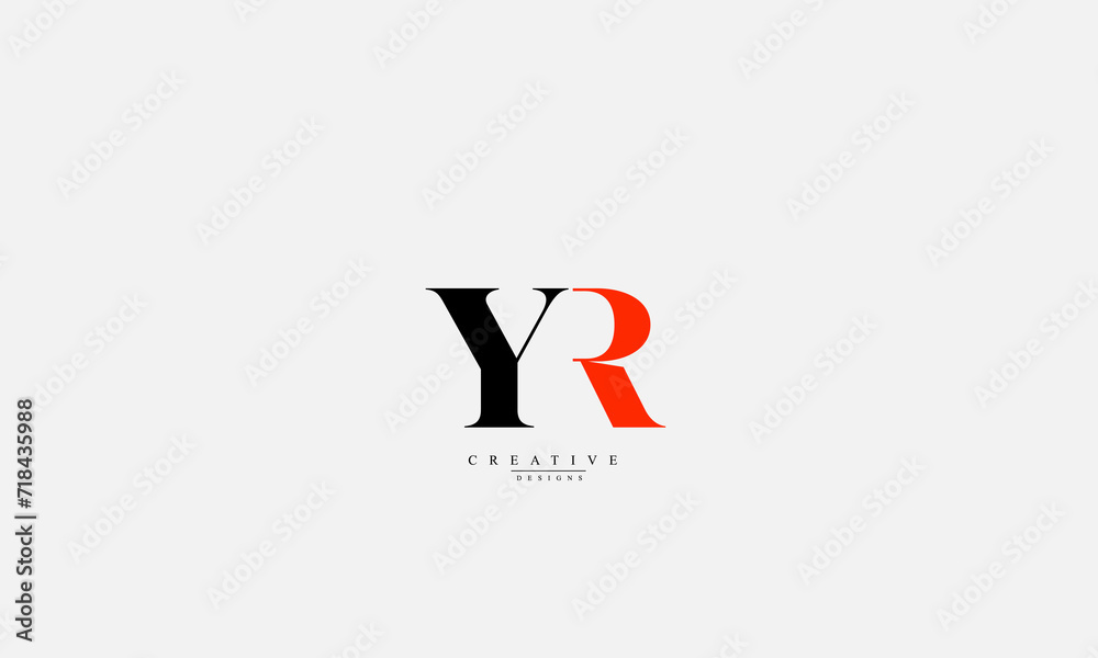 Alphabet letters Initials Monogram logo YR RY Y R - obrazy, fototapety, plakaty 