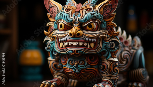 Colorful figurine of a dragon, symbolizing spirituality in East Asian culture generated by AI © Jeronimo Ramos