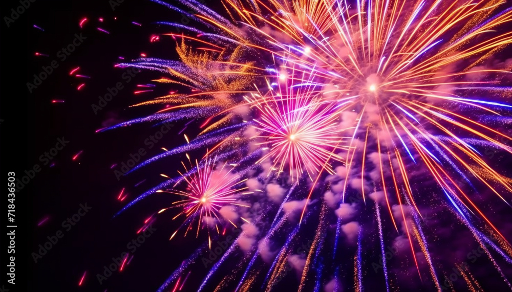 Night explodes in a celebration of multi colored firework display generated by AI Night explodes in a celebration of multi colored firework display generated by AI