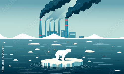 illustration of climate change that ice smelting arround the world