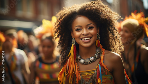 Smiling women, happiness, young adult, African ethnicity, cheerful young women generated by AI