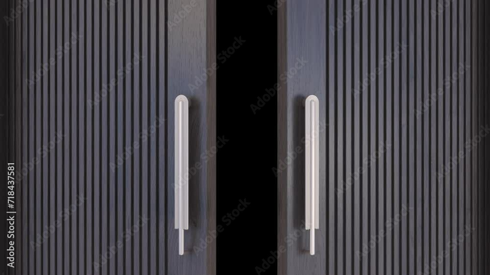 Wood design door opening to white background, alpha matte. Z Depth channel. Animation. Wood design door opening to white background, alpha matte. Z Depth channel. Animation.