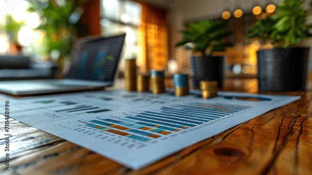 Financial report with charts and graphs on a desk,