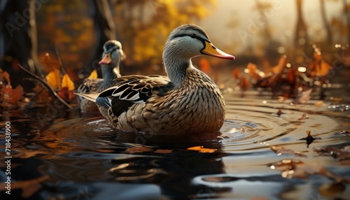 Wild ducks in a river