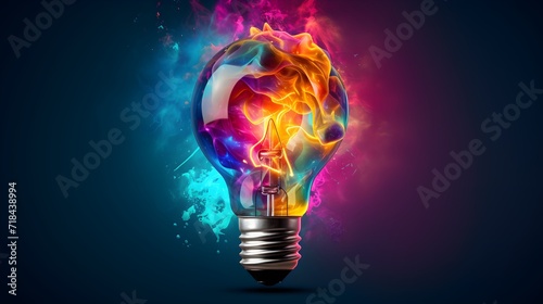 Colorful Creative idea concept with lightbulb made from colorful paint