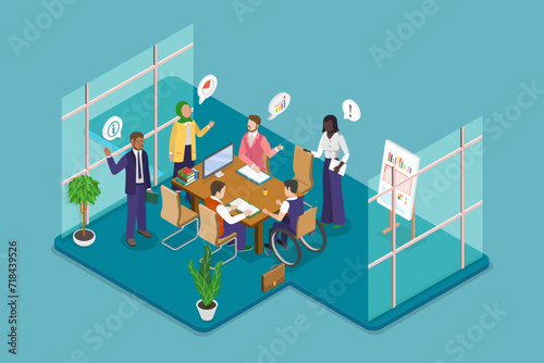 3D Isometric Flat Vector Illustration of Diversity And Inclusion In Workplace, Employee Protection