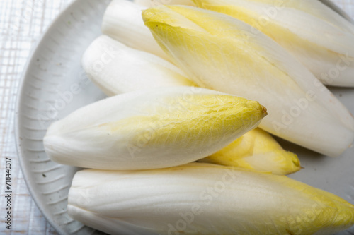 Fresh organic chicory endive salad ready to eat, traditional food in Belgium and the Netherlands