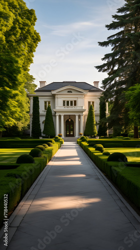 Luxurious Estate House Amidst Lush Greenery: A Symbol of Affluence and Landmark of Serenity © Chris