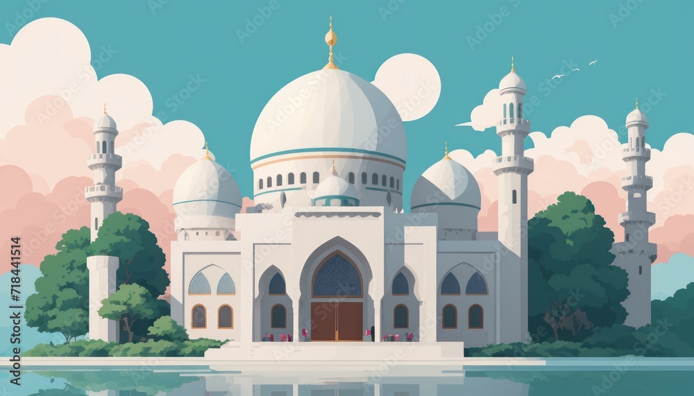 illustration of an Mosque design, set of icons for design mosque, mosque Islamic Ramadhan, elements mosque muslim	
