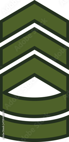 Green sergeant military rank insignia stripes. Army chevron sergeant rank illustration. Symbol of authority and service vector illustration.