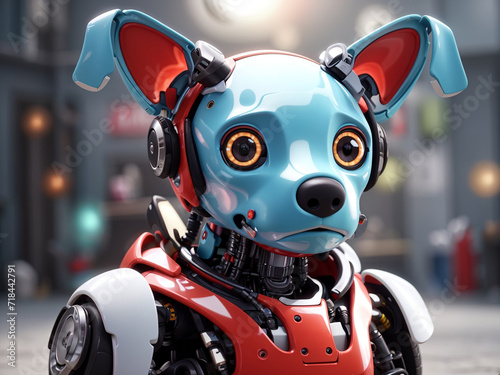 A portrait of a robot dog inspired by The style is cartoonish