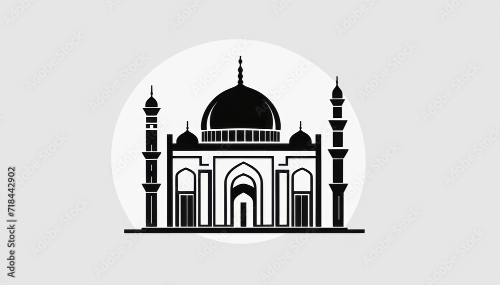 mosque at sunset or illustration of an icon, set of icons for design mosque, mosque Islamic Ramadhan, elements mosque muslim	