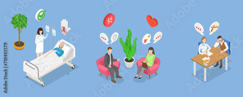 3D Isometric Flat Vector Illustration of Drug Or Alcohol Addiction, Life-threatening Condition