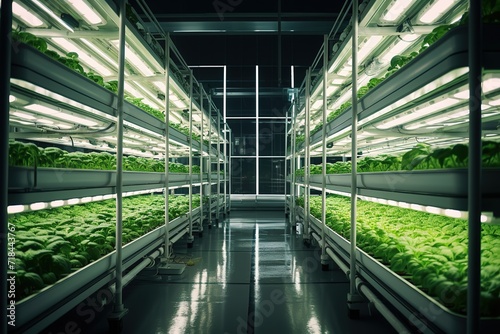 Healthy hydroponic vegetables growing in plastic pipes filled with fertile water on Smart farm with a modern agricultural hydroponic system. The latest smart farming concept. generative Ai © original logo