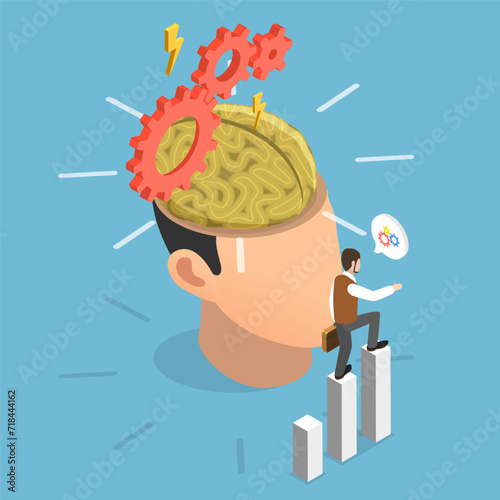 3D Isometric Flat Vector Illustration of Subconscious Mental Processes, Uneven Balance of Judgments photo