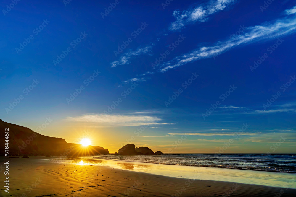 Sunset on the beach, sand, sky and sunrise Sunset on the beach, sand, sky and sunrise