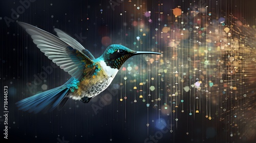Harmonious data flow concept with Digital humming bird flying © VisualVanguard