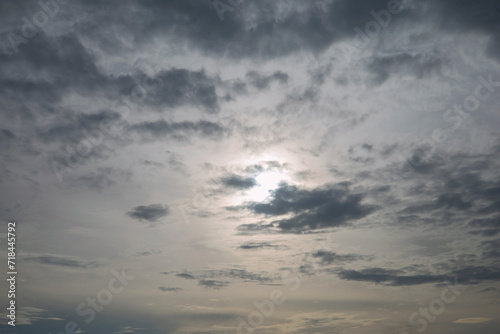 Gray clouds block the sun's rays