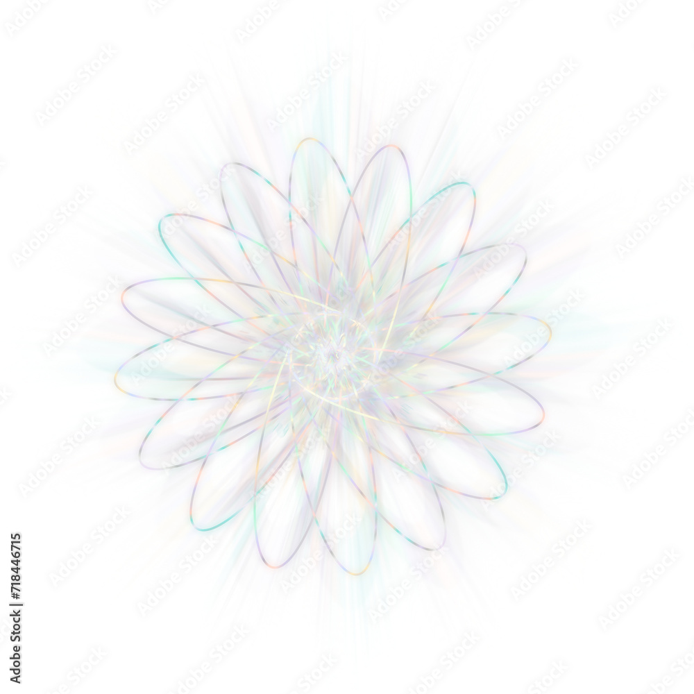 Fototapeta premium An abstract cut out transparent iridescent star burst design element.