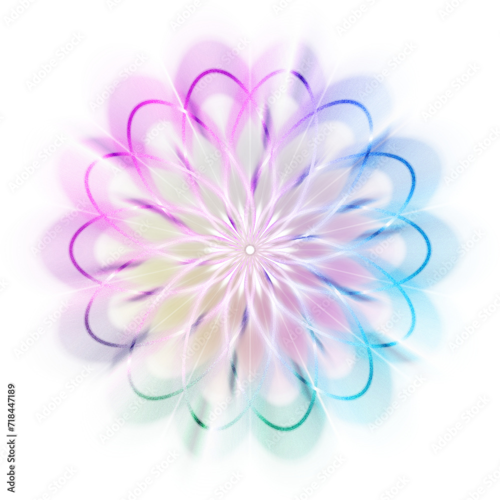 Obraz premium An abstract cut out transparent iridescent star burst design element.