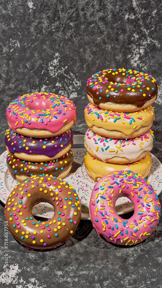 colorful donuts in the market