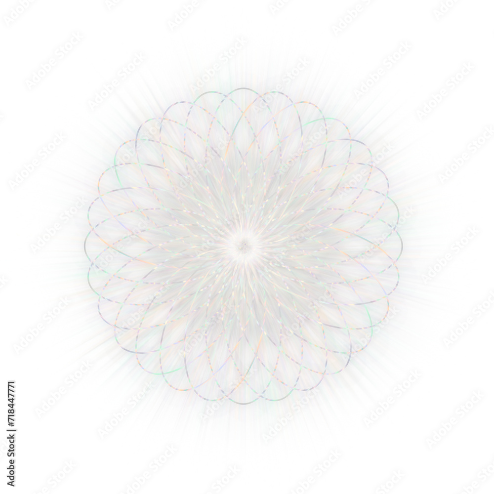 An abstract cut out transparent iridescent star burst design element. An abstract cut out transparent iridescent star burst design element.