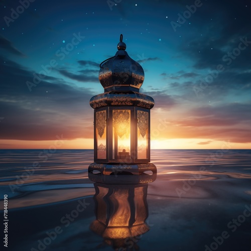 Cinematic Islamic Lantern in Front of Sunset