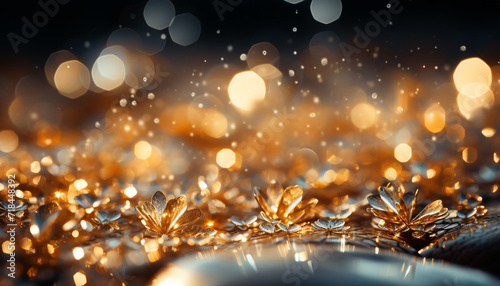 Shiny celebration glowing decoration abstract glitter illuminated bright close up generated by AI
