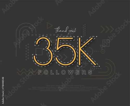 Unique simple 35k followers with numbers and thin lines.