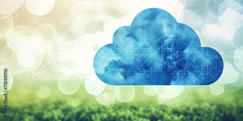 Cloud icon, modern behind a natural background, data storage, network, environment 
