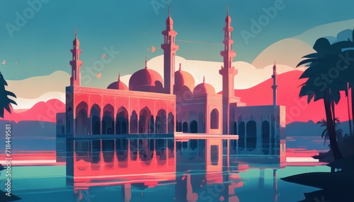 Mosque a illustration, set of icons for design mosque, mosque Islamic Ramadhan, elements mosque muslim, illustration of an mosque