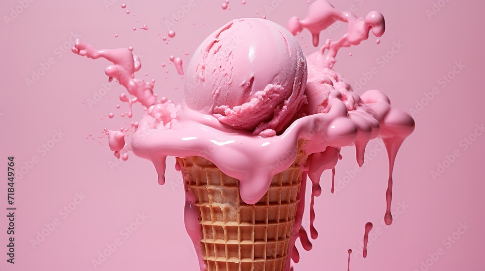 Pink ice cream with a sweet strawberry flavor