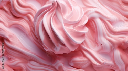 Sweet pink ice cream with a wavy texture. generative AI photo