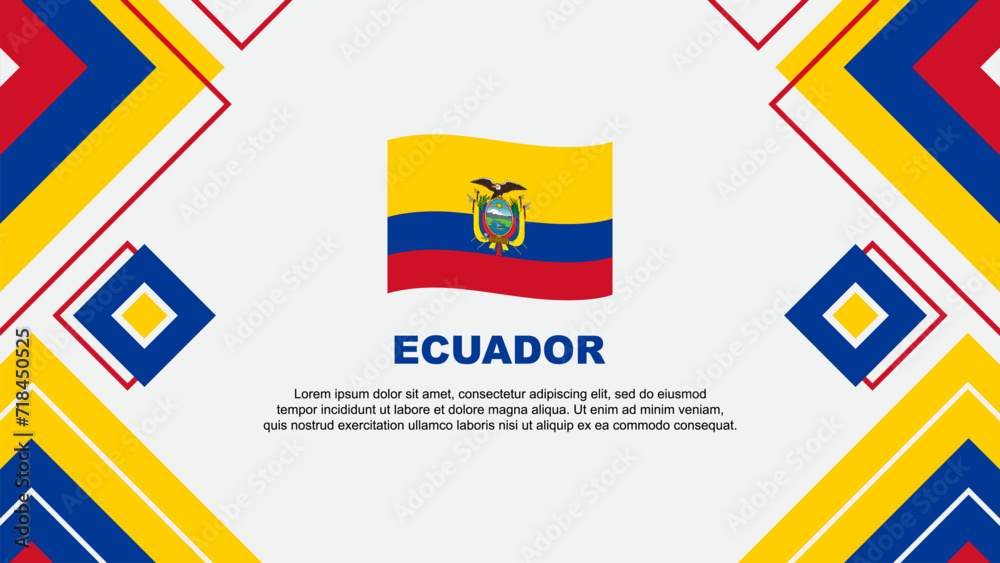 Obraz premium Ecuador Flag Abstract Background Design Template. Ecuador Independence Day Banner Wallpaper Vector Illustration. Ecuador Background