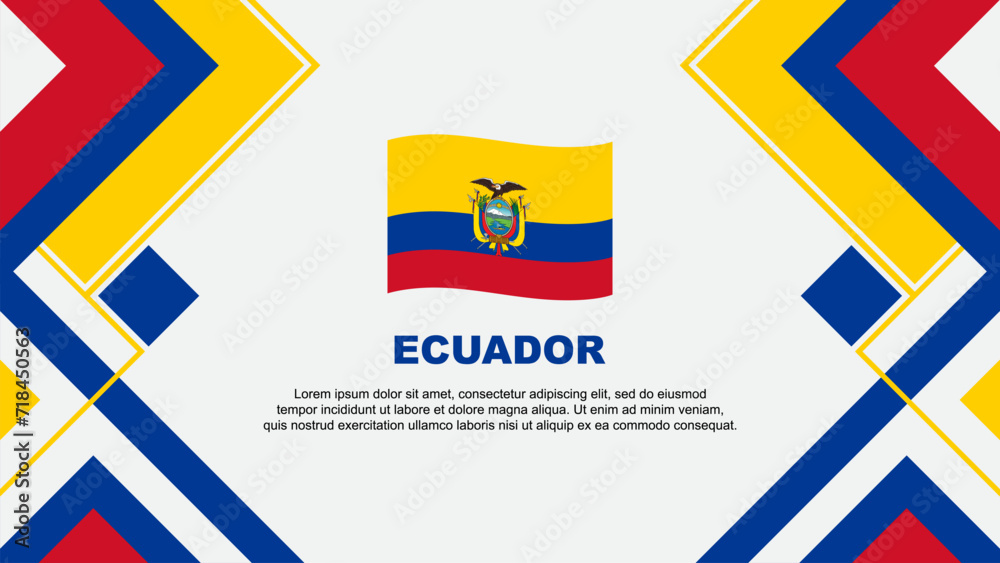 Obraz premium Ecuador Flag Abstract Background Design Template. Ecuador Independence Day Banner Wallpaper Vector Illustration. Ecuador Banner