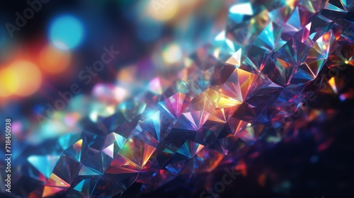 A Prism Rainbow Light on dark Background Overlay Crystal flare abstract effect Holographic sunlight reflection wallpaper colorful glare bokeh  AI generated photo