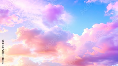 Cotton candy clouds in a vibrant pastel-colored sky © Татьяна Макарова