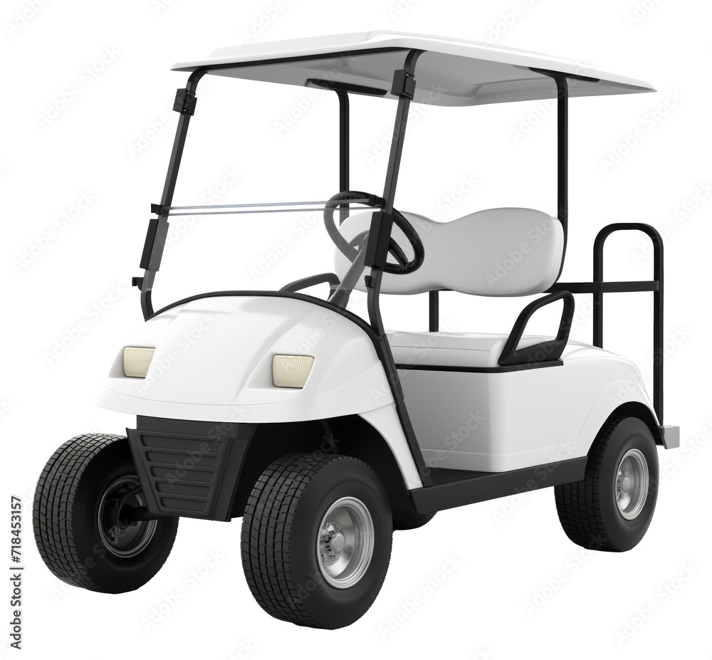 White golf cart isolated.