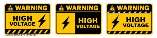 high voltage for electronic sign printable yellow electrical warning caution sticker label object