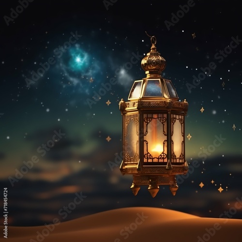 Eid mubarak and ramadan kareem greetings with islamic lantern and mosque. Eid al fitr background © KaitoDesign