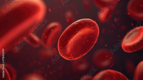 A single red blood cell in sharp focus, highlighted against a backdrop of many