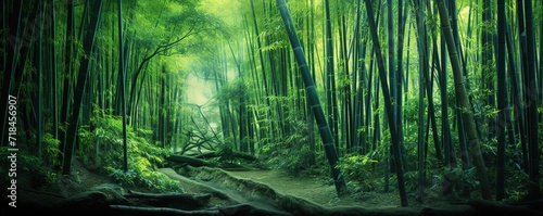 A green bamboo forest. generative AI