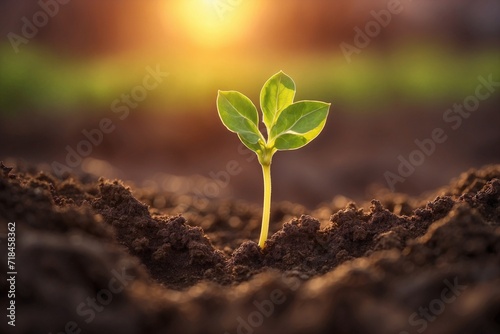 young plant in the ground"Sunset Sprout Serenade: Nature's Evening Lullaby"